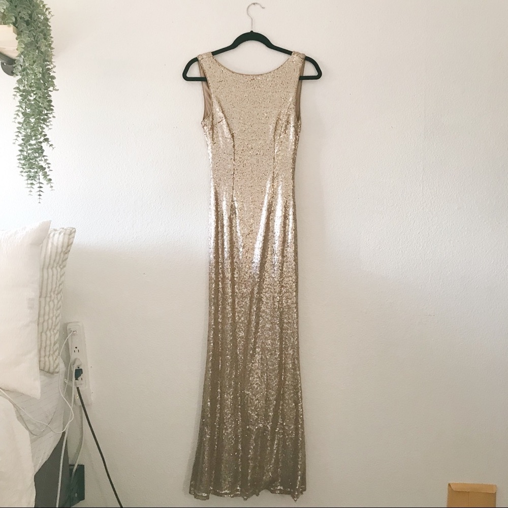 Lulus Matte Rose Gold Sequin Dress